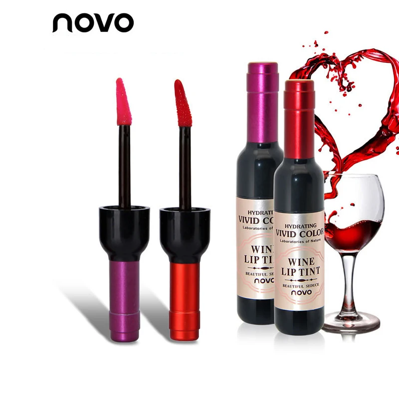 

NOVO Brand Red Colors Lip Stain Long Lasting Matte Wine Tint Lip Gloss Makeup Liquid Lipstick Tattoo Matt LipGloss Cosmetics