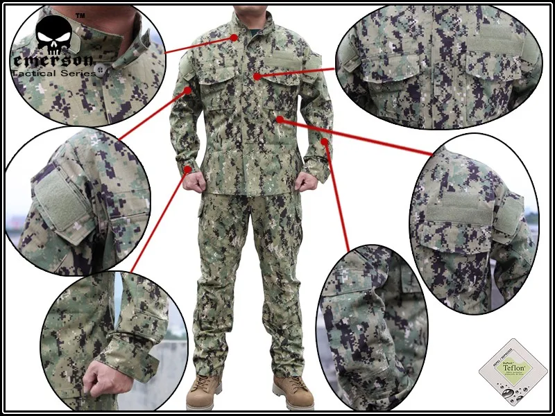 Emersongear Военная охотничья боевая рубашка BDU & брюки EMERSON NWU Тип III AOR2 Униформа
