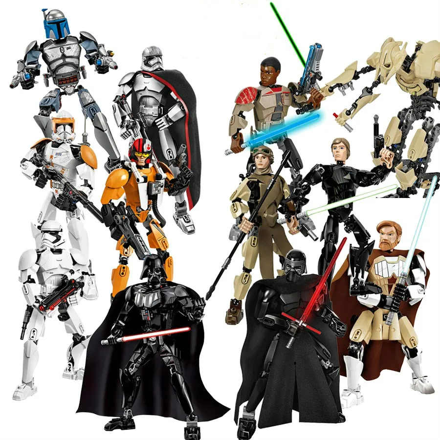 

Star New Wars The Last Jedi Buildable Action Figure Kylo Ren Rey Luke Skywalker Chewbacca Darth Vader Boba Building Block Toy