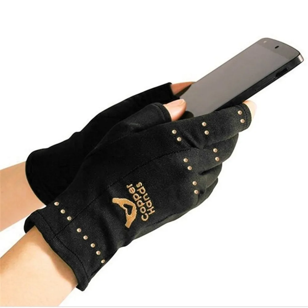 1 Pair Copper Fiber Gloves Anti Arthritis Copper Therapy Compression