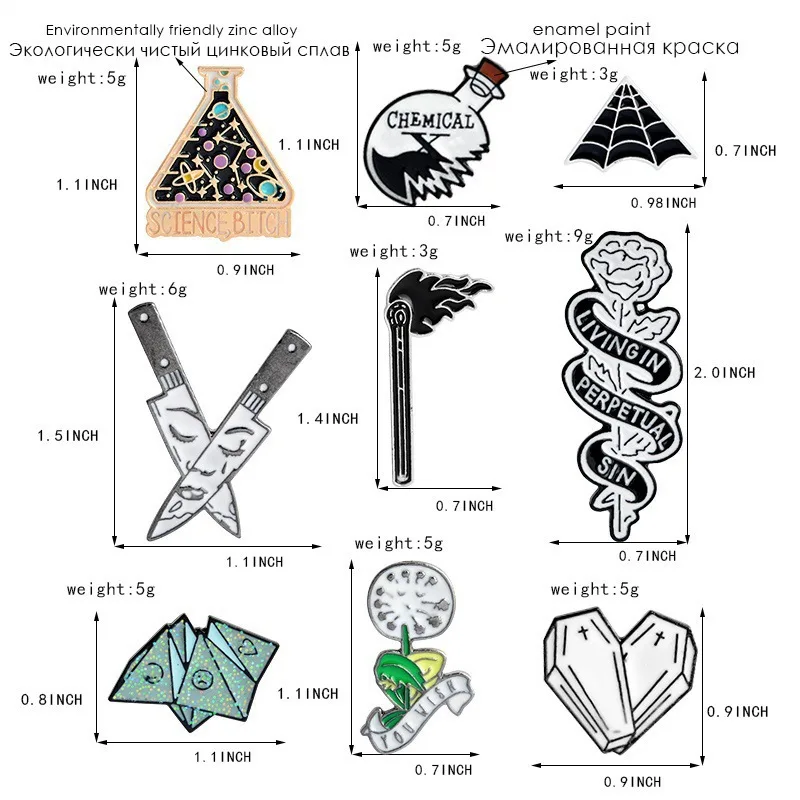 Креативная эмалированная брошь оригами, научная химия, паутина, роза, нож, стежки, женский воротник, кепка, значок, ювелирные изделия