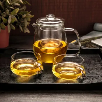

3pcs/pack Volume=600ml Simple Style Glass Teapot and Handle Glass Cup Nordic Style Flower Teapot Coffee Pot Elegant Cup