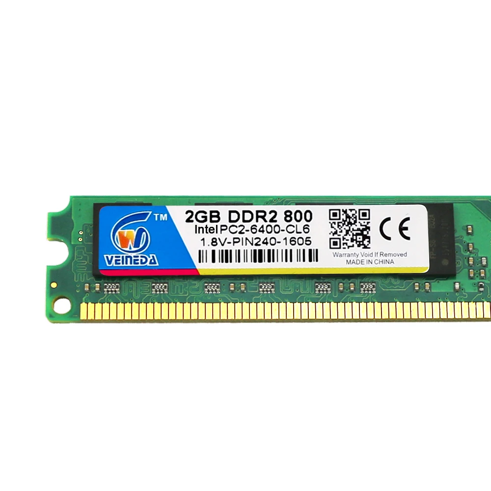 VEINEDA оперативная память ddr2 2 ГБ 800 МГц ram PC2 6400 для Intel и AMD Материнская плата совместима с 667, 533