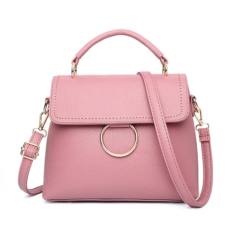 Elegant Casual PU Women Handbag Office Lady Bag Pink Round Cercle
