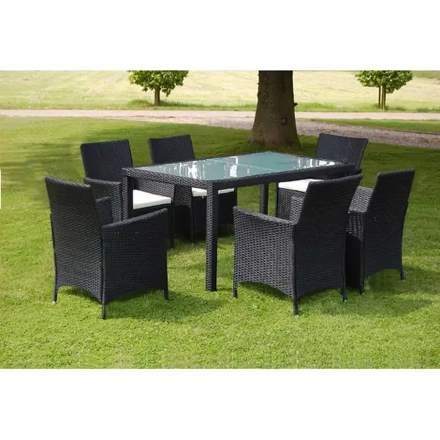 Vidaxl Black Poly Rattan Garden Furniture Set 1 Table 6 Chairs On Vidaxl Black Poly Rattan Garden Furniture Set 1 Table 6 Chairs
