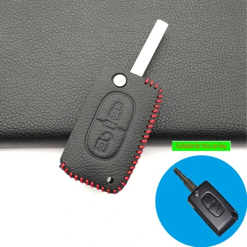 

100% Leather Case for Peugeot 208 207 308 408 407 307 RCZ 206 for Citroen C4 C5 C6 C3 C2 C4L Xsara Picasso Car Fin Key Cover