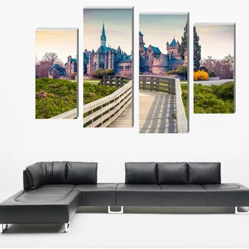 

4 Pcs (No Frame) Small Trail Wall Art Picture Modern Home Decoration Living Room or Bedroom Canvas Wall Oil Paintings