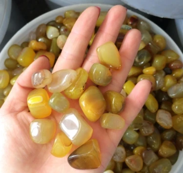

12-20mm 1000g Natural Yellow Agate Tumbled Stones Pocket Stones Wholesale Reiki Healing