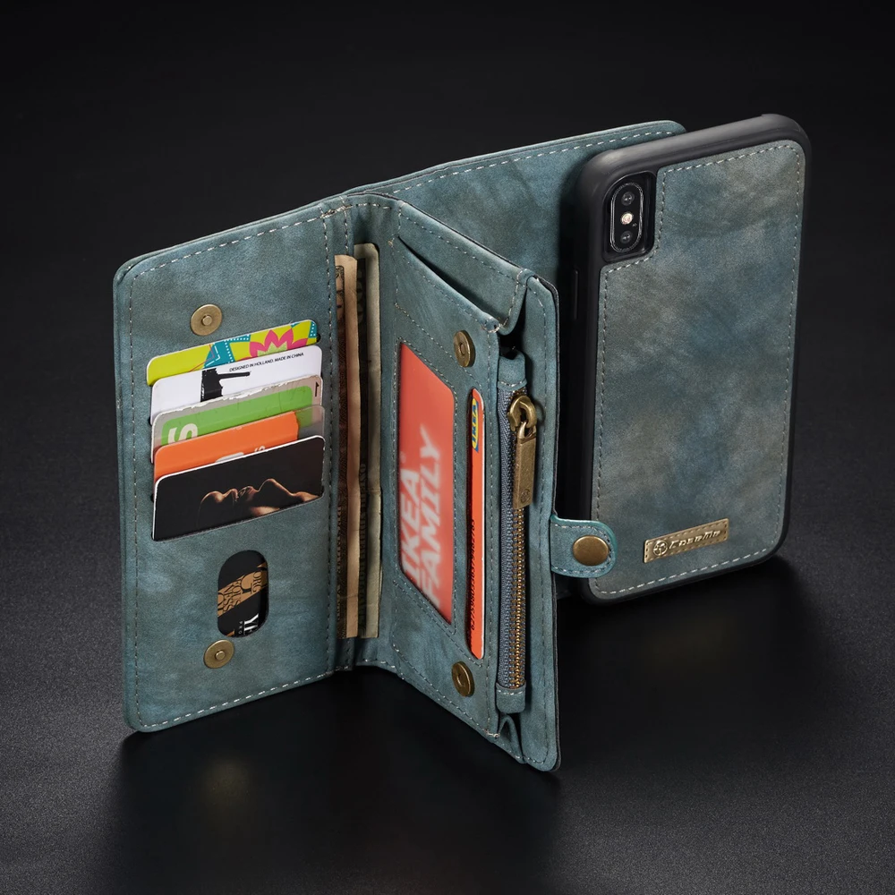 Чехол кошелек на молнии с отделением для карт и откидной крышкой iPhone XS Max X XR 8 7 6 6s