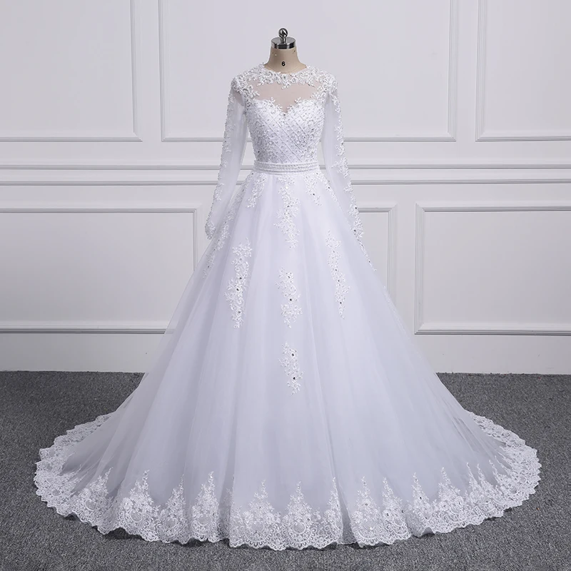 Two Pieces Lace A-line Wedding Dresses With Detachable Train