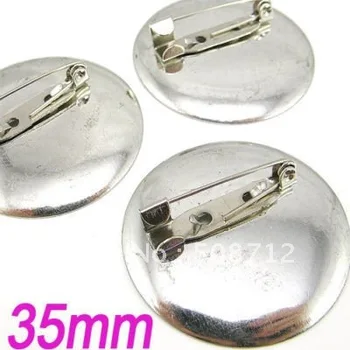 

Free shiping!!!!!!! Silver LARGE metal basic round brooch pin 35mm