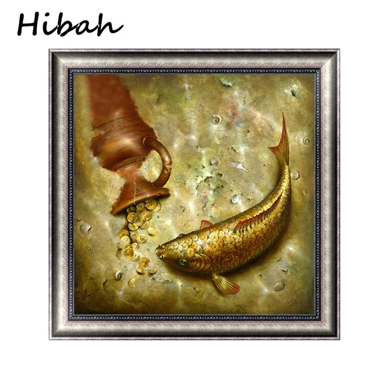 

5d Diy Diamond Painting Round Diamond Rhinestone Cross Stitch Kit Diamond Embroidered Goldfish Mosaic