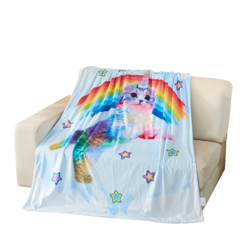 

Детское одеяло Kittycorn и Rainbow, супермягкое бархатное одеяло