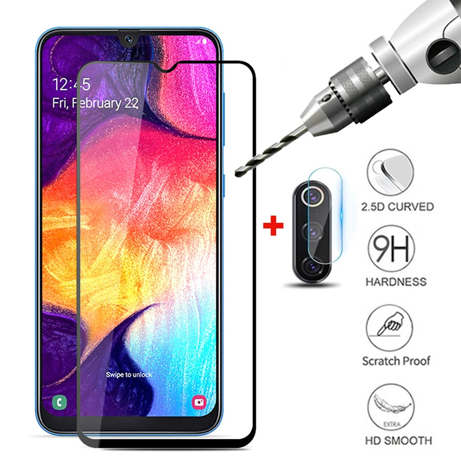 

2 in 1 Camera Lens Glass For Samsung M20 A50 Tempered Glass Full Cover Screen Protector For Samsung Galaxy A30 M30 Glass film