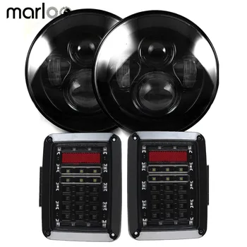

Marloo Wrangler LED Brake Tail Light + 7 Inch Round LED Headlight For Jeep Wrangler Jk JKU 2007-2018 (4pcs/ Set)