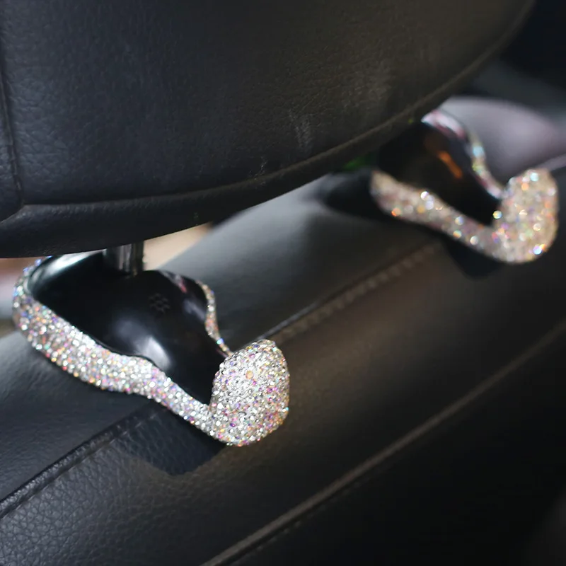 Universal Luxury Crystal font b Car b font Seat Back Hooks Bags Hanger Holder Organizer Rhinestone