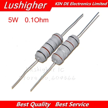 

5PCS 5W 0.1 Ohm 0.1OHM Carbon Film Resistor 5%