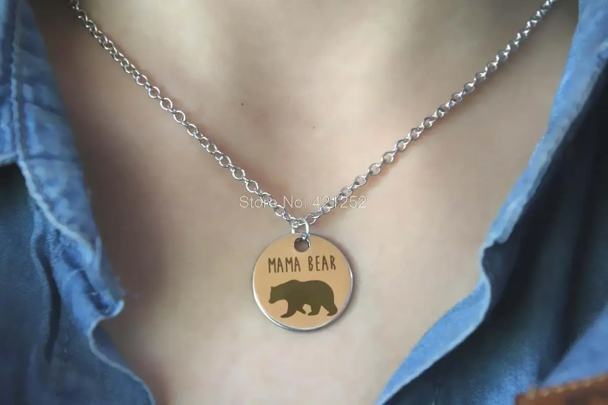 Buy Mama bear necklace, mother's day gift, baby shower