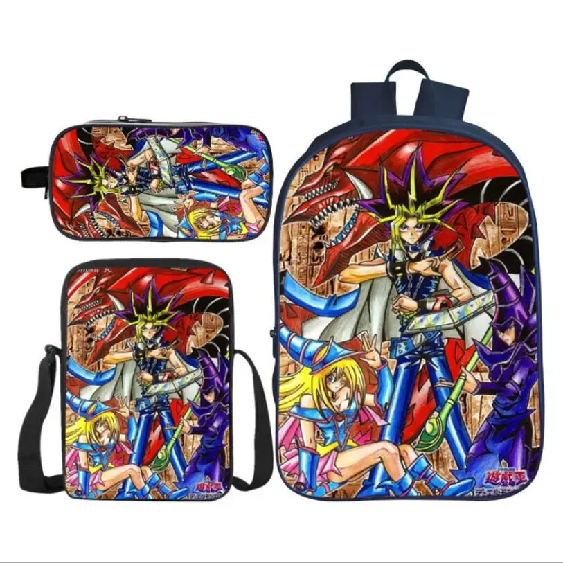 photo color 3 шт./компл. печать 3D Yu-Gi-Oh дети плеча рюкзак для детей школьные сумки Duel Монстры Мальчики и Девочки студенческий рюкзак подарок - Цвет: photo color