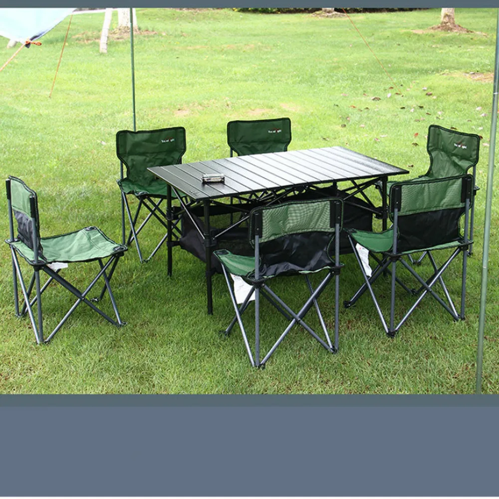Plegable al aire libre mesa y silla Conjunto de 4/6 personas mesa y sillas plegable barbacoa camping auto-conducción equipo LM01111058