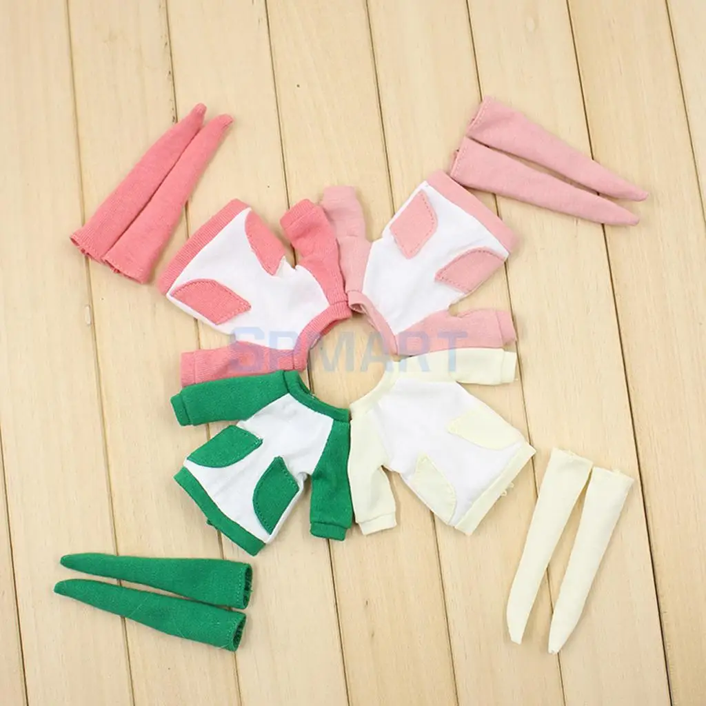 Long Sleeve Dress and Socks Set for  AZONE, Licca Doll 1/6 Scale Blythe Doll Outfit Clothes 28cm Dolls' Accessories Girls Gifts