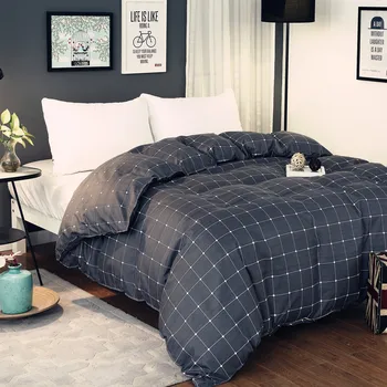 

Simple Plaid Pattern Polyester Bedding set 1 Piece Duvet Cover With Zipper