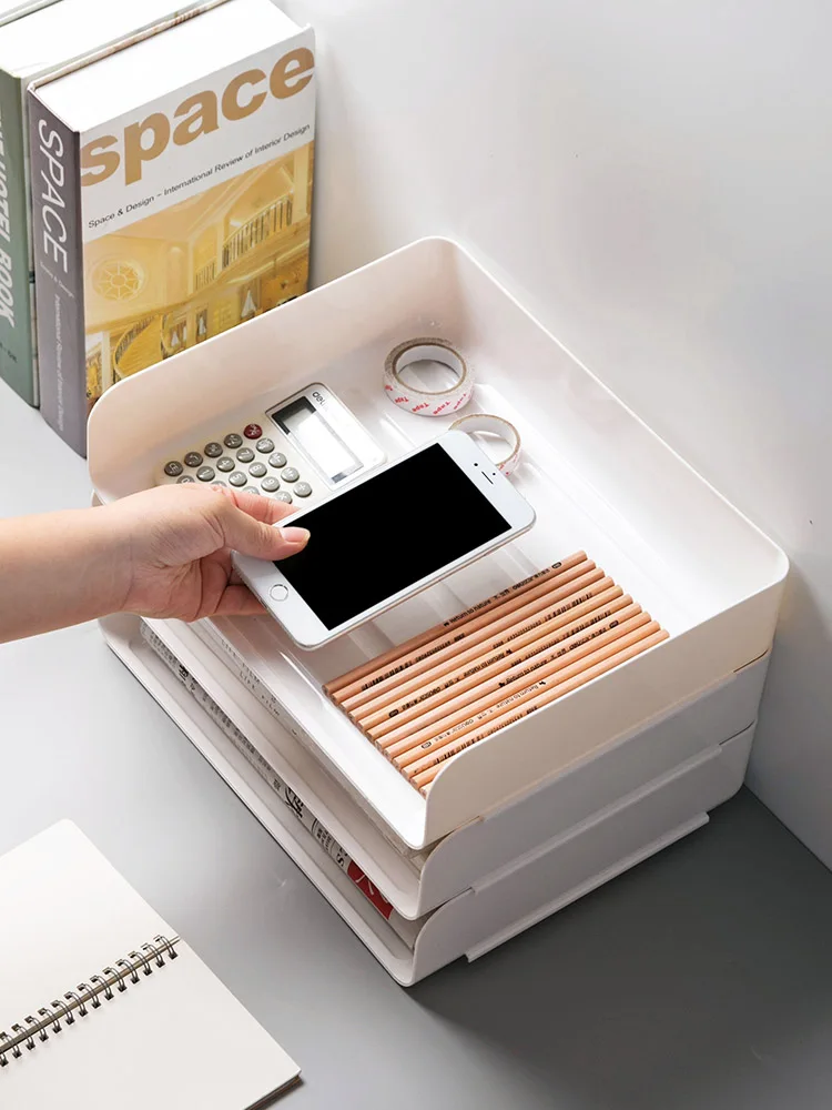 مكتب مكتب منظم حامل المجلات اللوازم المدرسية درج الورق تكويم تخزين الرف البلاستيك مجلد حفظ الملفات