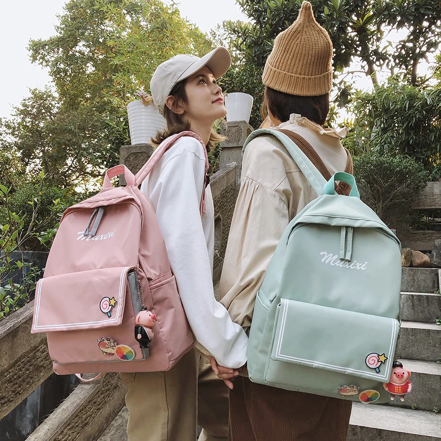 

Cute Pig School Bags Casual Girl's Backpack Purses Casual Nylon Waterproof Ita Bookbags Japanese Style 2019 Summer For Ladies