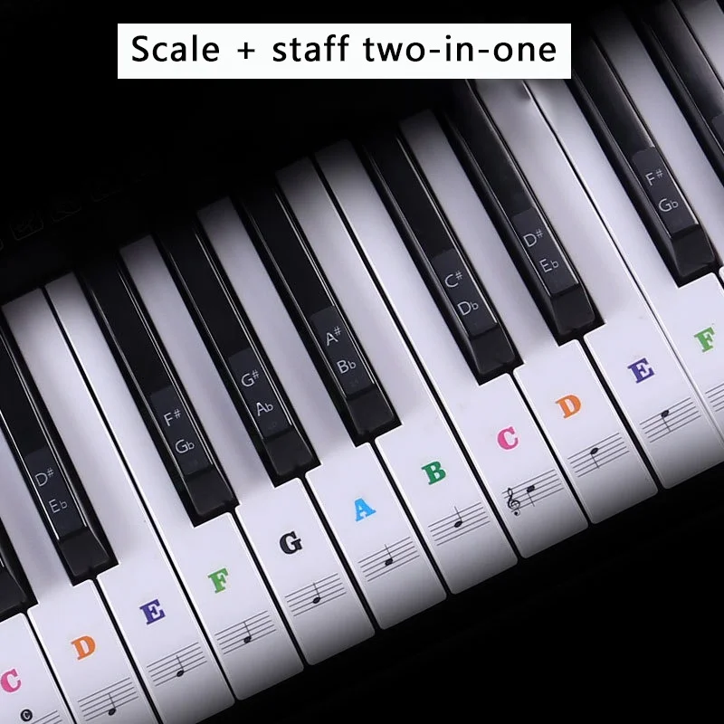 

54/6188 Key Piano Sticker Transparent Piano Keyboard PVC Sticker Stave Electronic Keyboard Note Sticker new