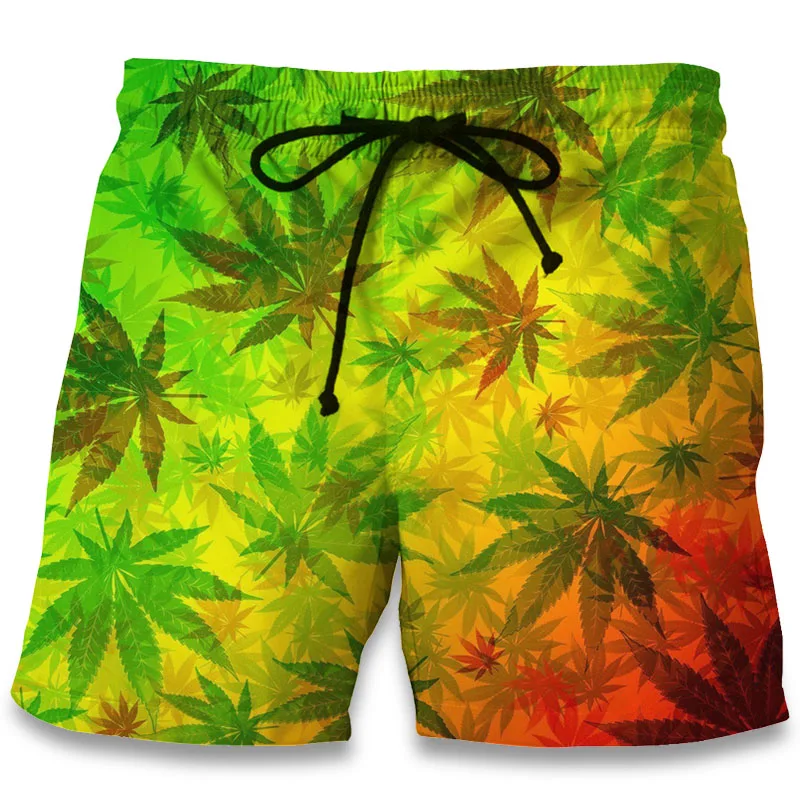 Повседневные пляжные шорты, Мода, кленовый лист, сорняки, 3D принт, для мужчин, Korte Broek, летние, для фитнеса, шорты-бермуды, одежда - Цвет: Leaf Weeds2