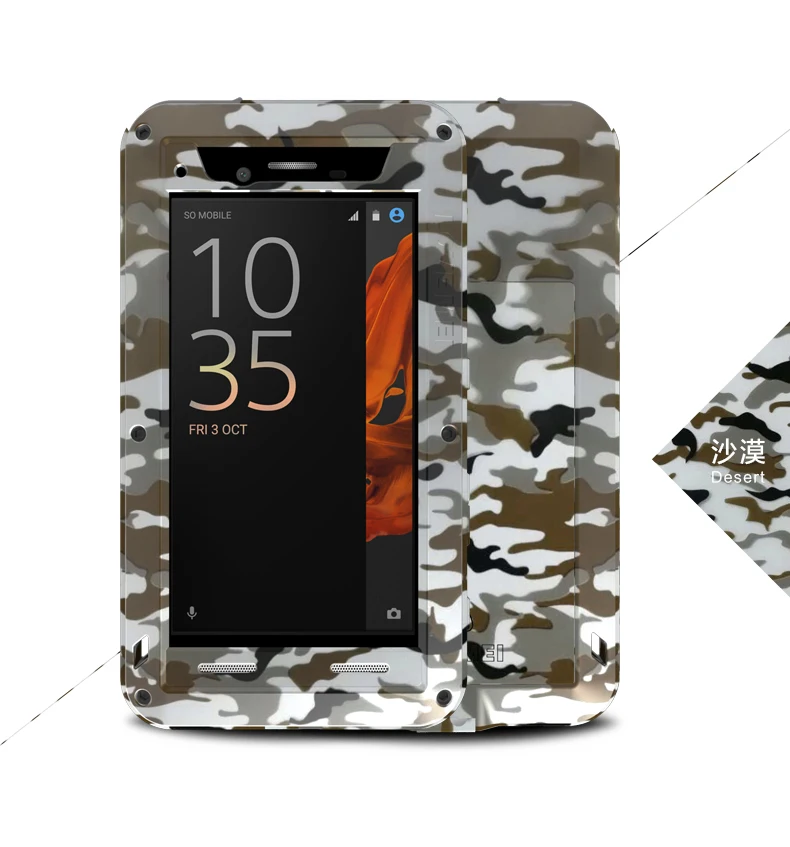 Чехол LOVE MEI CAMO из сверхпрочного металла для SONY Xperia XZ, мощный противоударный алюминиевый чехол, водонепроницаемый, для использования в военных целях