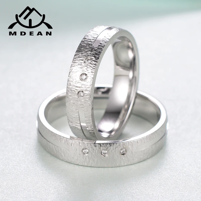 MDEAN Новое поступление кольца для пар женские и мужские обручальные с цирконием