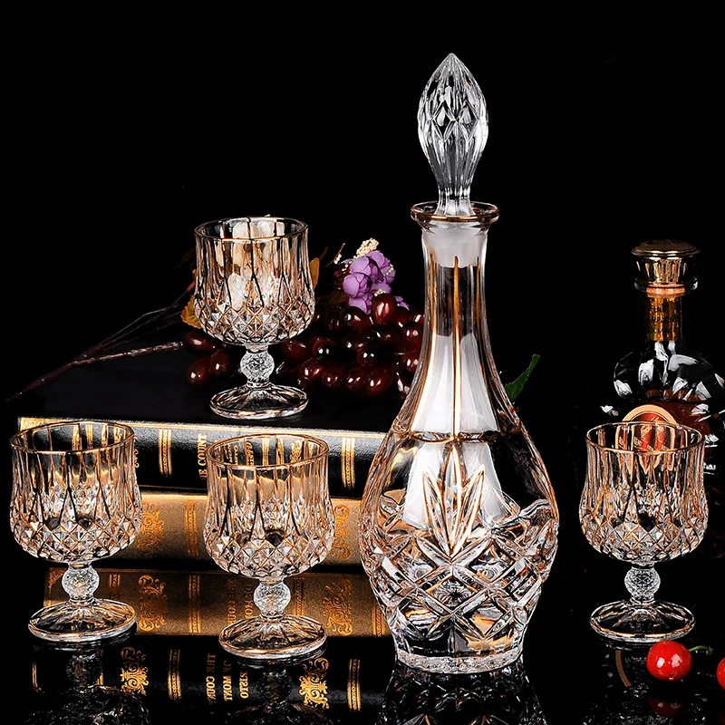 

Crystal glass red wine glass whiskey brandy glass and cup wine bottle decanter creative barwarer Household drinkware gift set