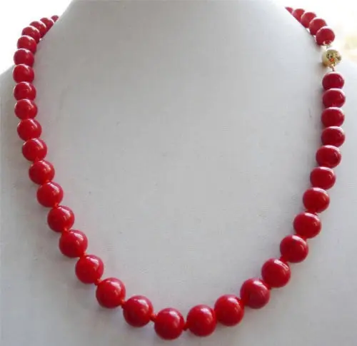 

Natural AAA+++ 10mm Red Sea Coral Gems Round Bead Necklace 17