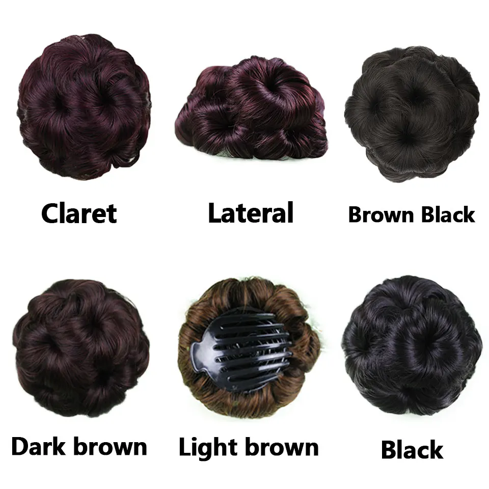 JINKAILI Accessories on ponytail hair piece synthetic fiber Clip in Elastic Fake 9hair flowers claw curly chignon bride hair bun