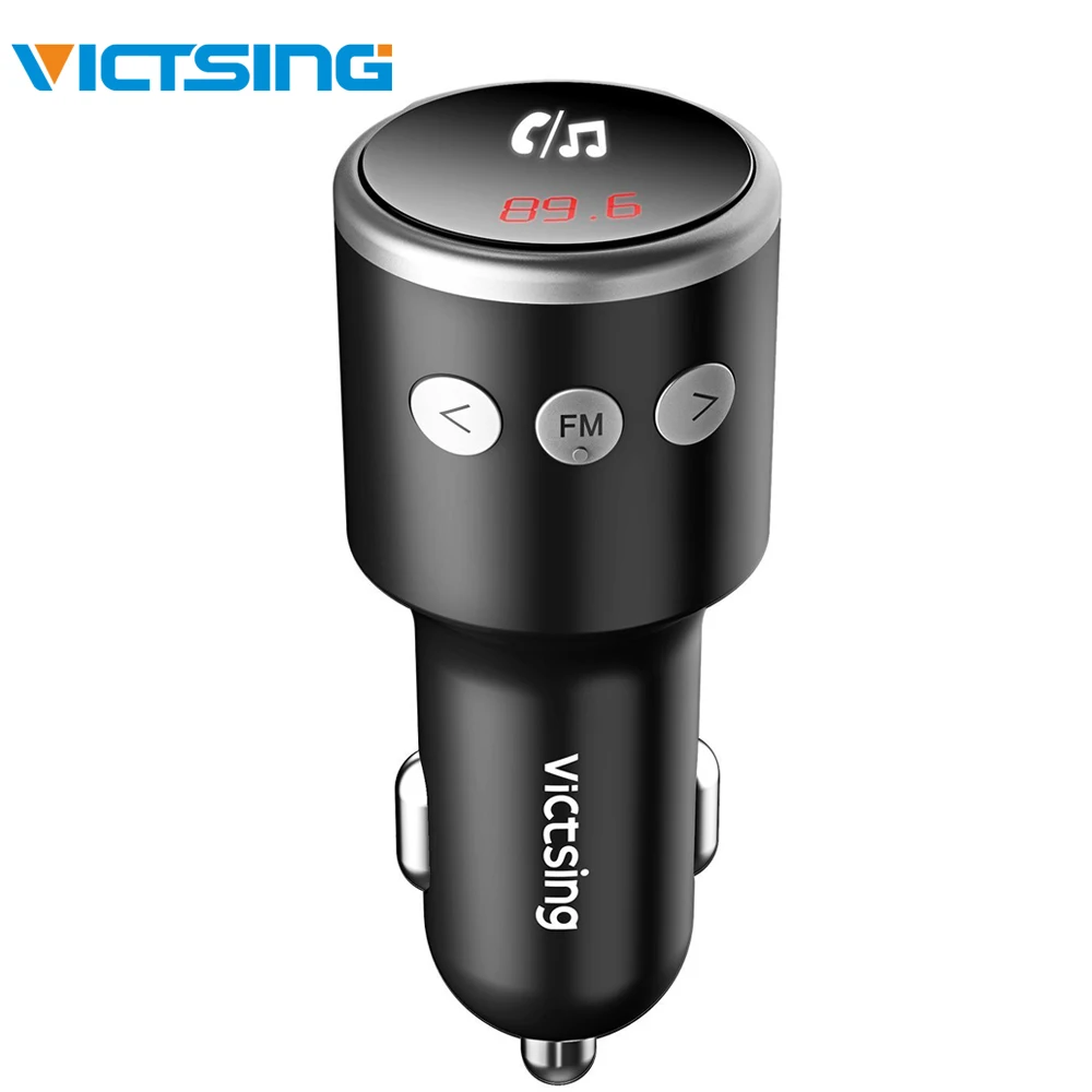 VicTsing Bluetooth FM Transmitter for Car QC3.0 Wireless Bluetooth 4.2 Radio Transmitter Adapter Hands-Free Dual USB Charger