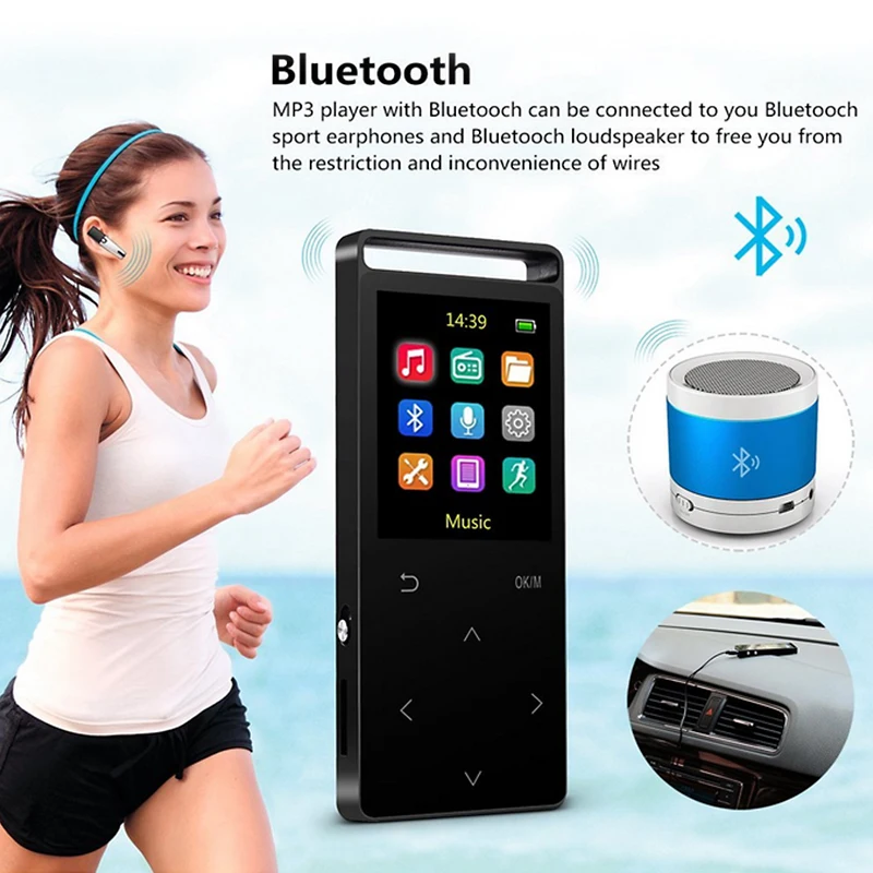 Новейший Systerm16GB Bluetooth MP3 плеер HiFi Цифровая музыка мини портативный аудио FM радио - Фото №1