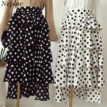 Neploe/ летние модные женские асимметричные юбки в стиле пэтчворк, Новая повседневная узкая юбка в горошек, Длинные Faldas Mujer 67548