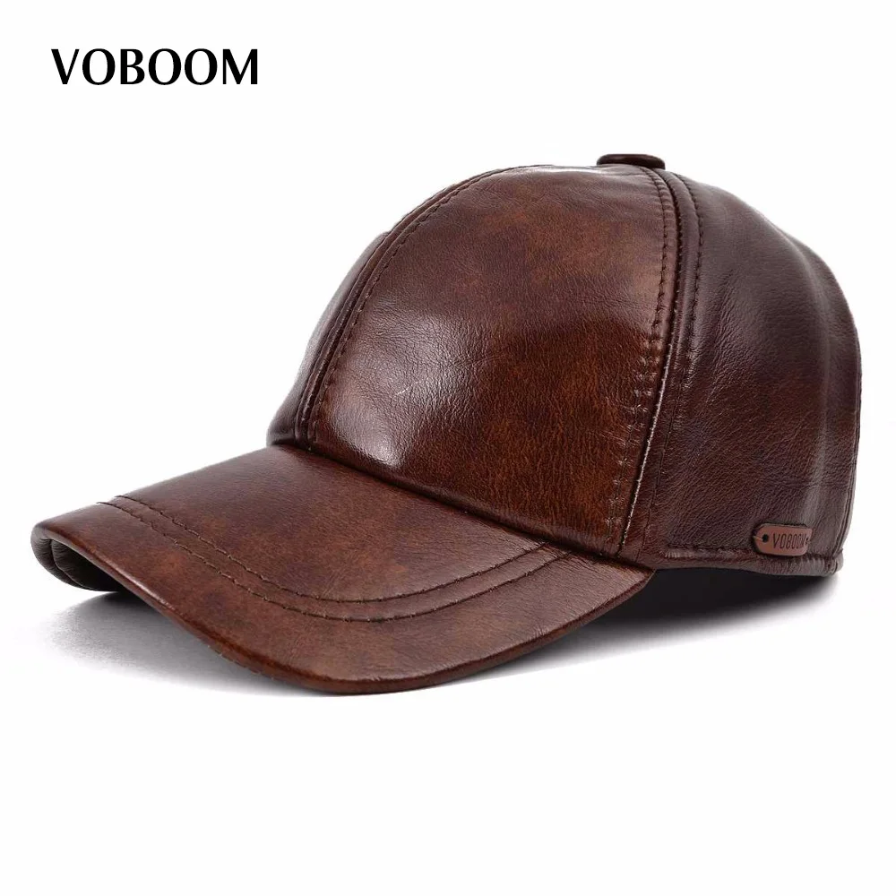 Prix pour Voboom véritable en cuir casquette de baseball pour homme mâle hiver classique thermique marque nouveau noir/brun gorras papa mode my009 Prix pour Voboom véritable en cuir casquette de baseball pour homme mâle hiver classique thermique marque nouveau noir/brun gorras papa mode my009