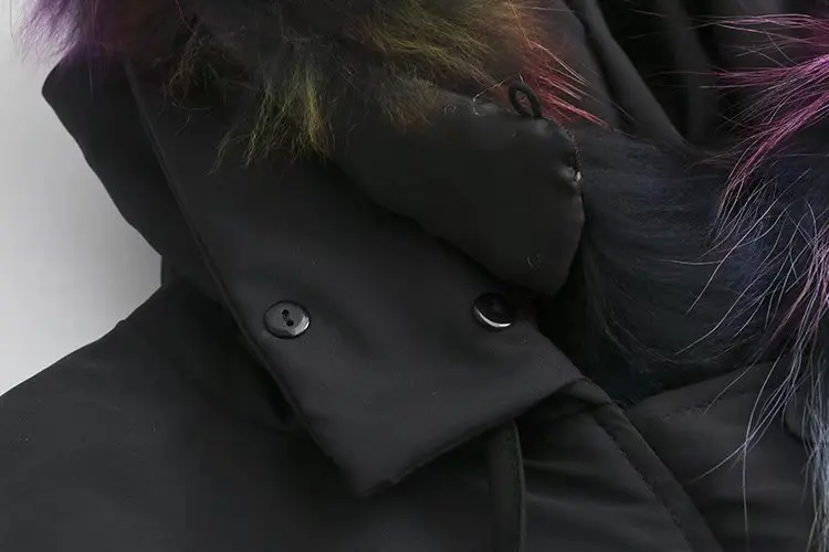 Новинка, Зимняя женская куртка с воротником из натурального меха енота, толстое Свободное пальто, верхняя одежда, парки, Черная Женская куртка