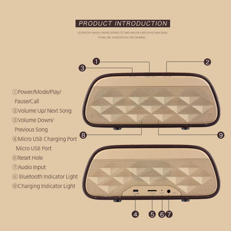 High quality leather wireless bluetooth speaker