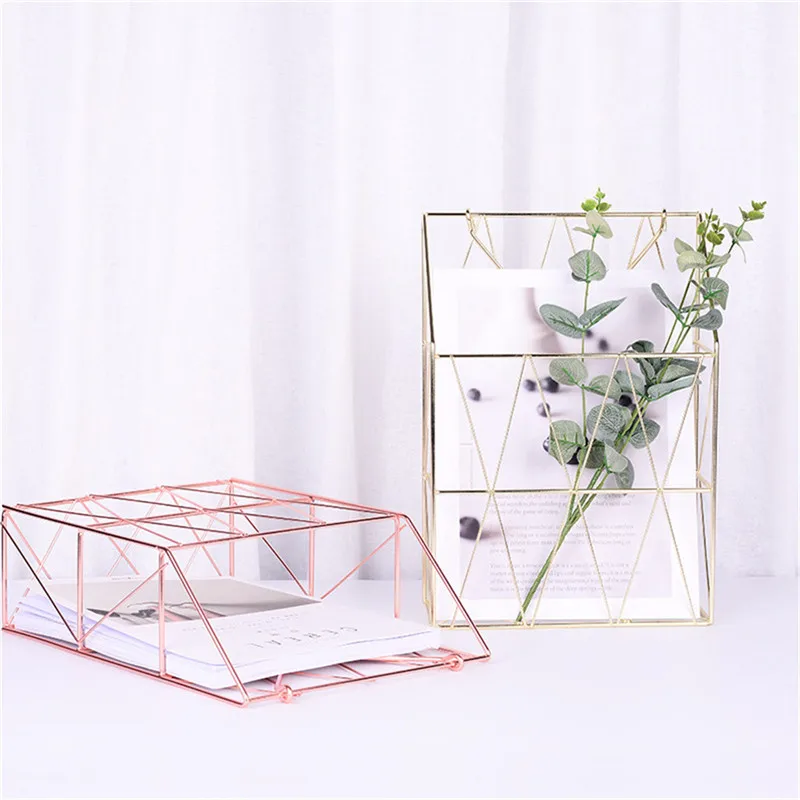 

3New Arrival 2.5*22.5*10cm Wall Hanging Storage Net Iron Storage Holder Rose Gold Makeup Organizer Accessoire Maquillage Femme
