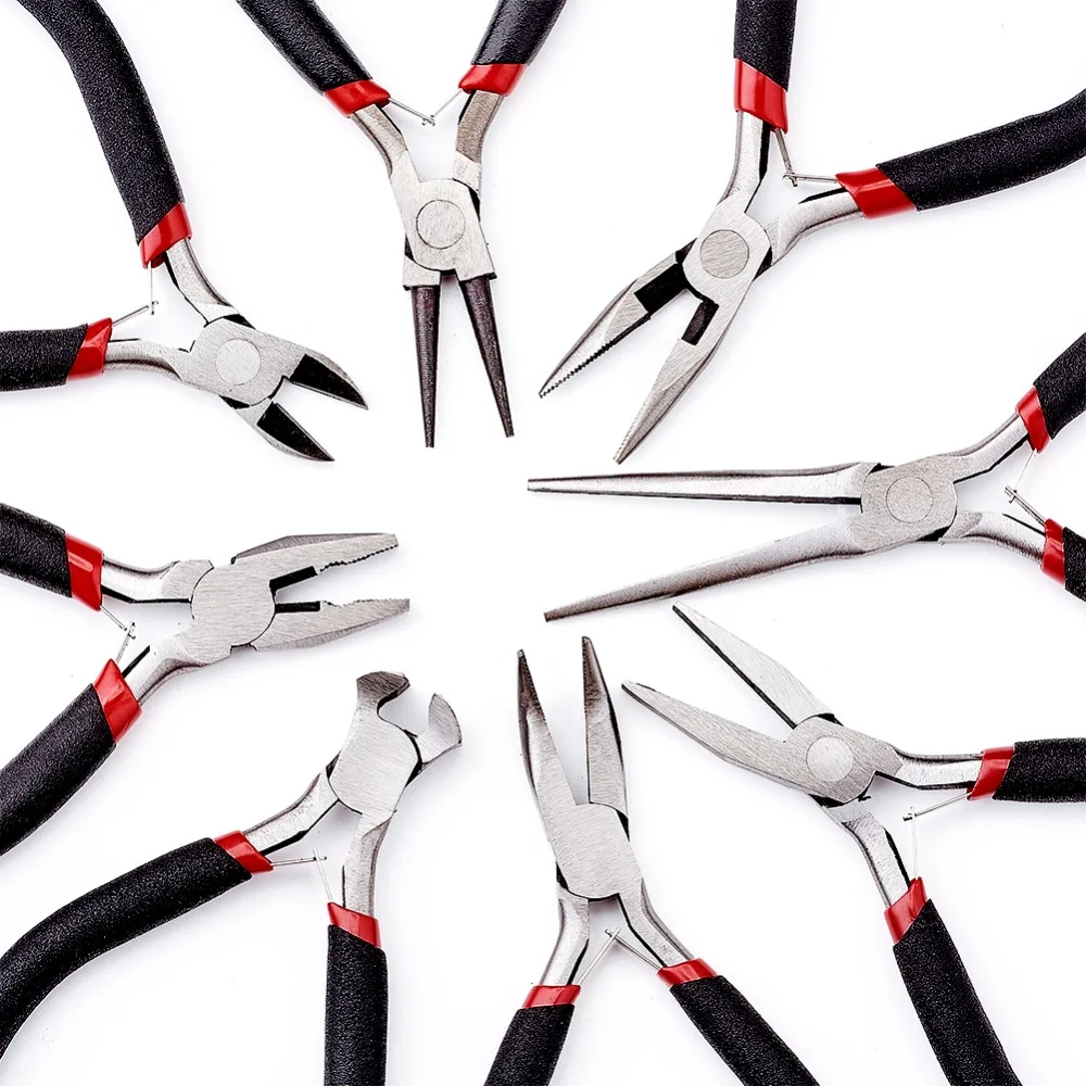 8pcs-set-Jewelry-Pliers-Tool-Carbon-Steel-Black-Pliers-Sets-For-Beading-DIY-Making-Hand-Flat