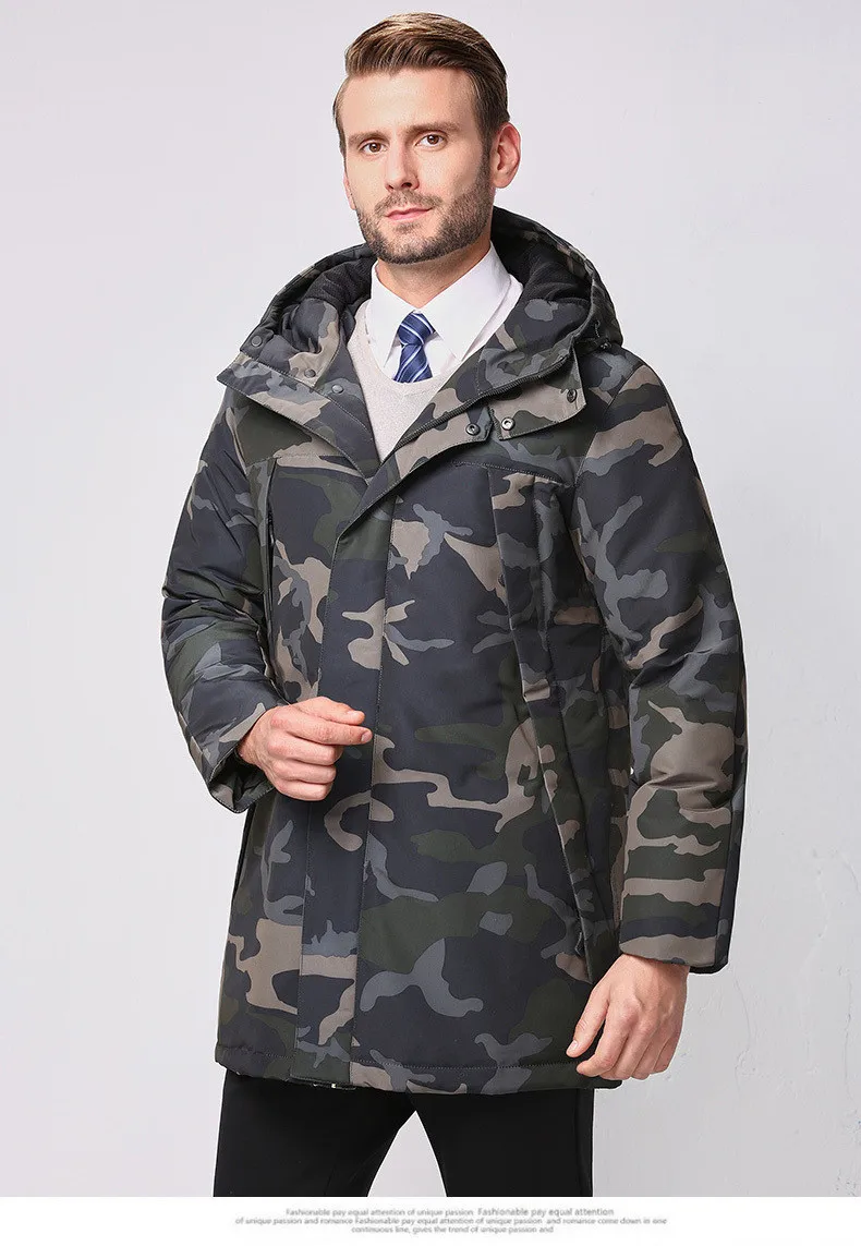 Fashion Winter Jackets Men's Warm Down Coat Parka Thickening Rabbit hair Liner Detachable Turtleneck Windproof Concise  (10)