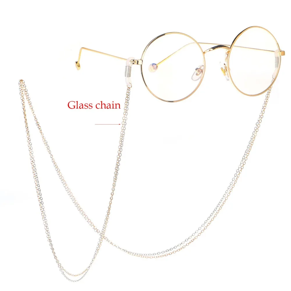 Stainless Steel Double Layer Gold Silver Color Eyeglasses Chain 70cm