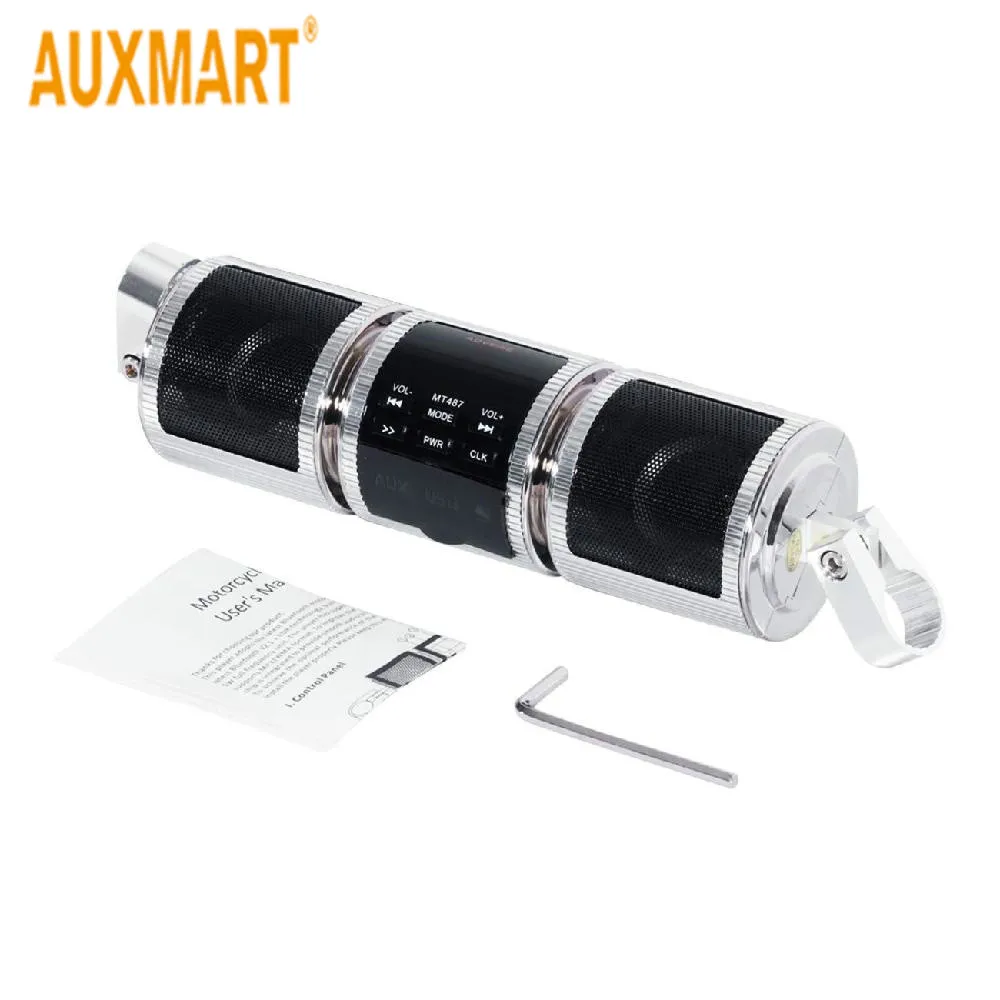 

Auxmart Moto Bluetooth MP3 FM Radio Audio Sound Stereo Speakers Waterproof Amplifier Speaker Music Audio System Anti-theft Alarm