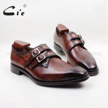 

Square Plain Toe Genuine Leather Upper/Insole/Outsole Brown Color Custom Goodyear Welted Men's Dress Monk Straps No. MS142