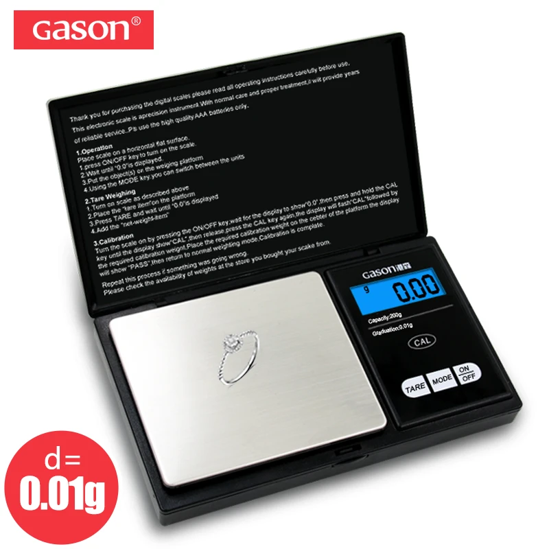 

GASON Z2 Jewelry Scale For Gold Weight Hight Precision Mini Pocket Electronic Digital Balance LCD Display Grams 200g/0.01g