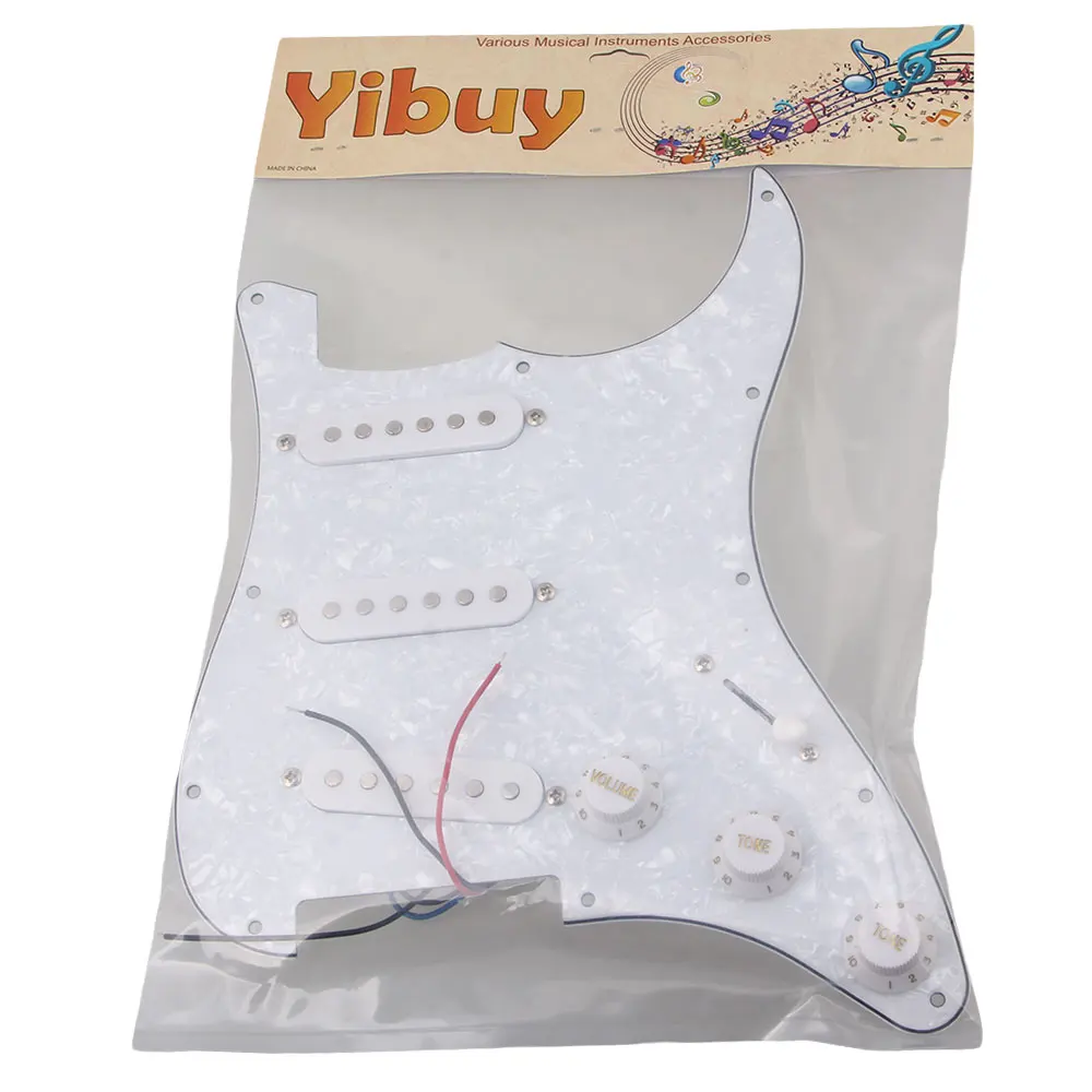 Yibuy нагруженный Pickguard белый жемчуг 3 Одиночная катушка для гитары