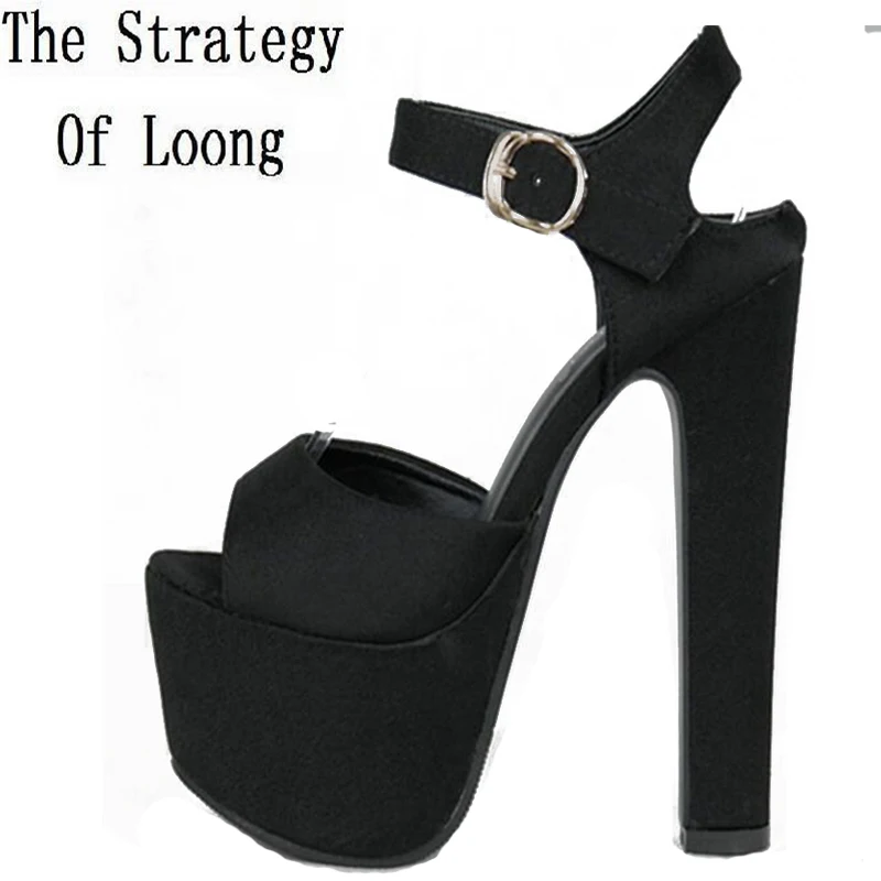 Женские босоножки на очень высоком каблуке и платформе с открытым носком Модные